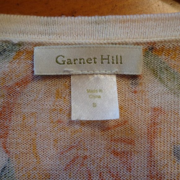 NWOT Garnet Hill Signature Merino Cardigan S Oranges Print Button Down - Picture 3 of 9
